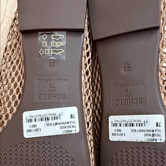 SCHUTZ Tan Mesh Flats with Gold Chain - Picture 5 of 5